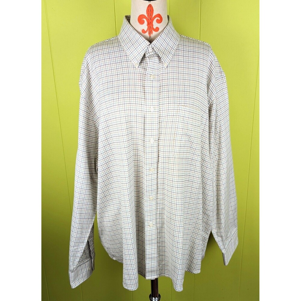 Alan Flusser Men XXL Flannel Long Sleeve Button Down Shirt 100% Cotton Plaid EUC